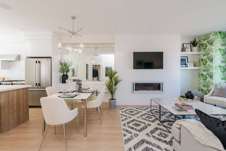 Living Room and Dining Room in the Isola Townhouse Development in Surrey BC sold by Vantage West Project Sales
