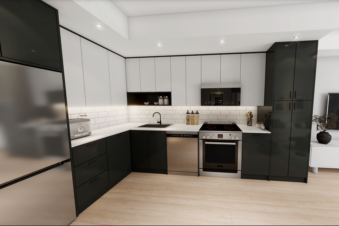 The Anacapri kitchen two bedroom condo, a real estate development sold by Vantage West Project Sales in Kelowna BC.