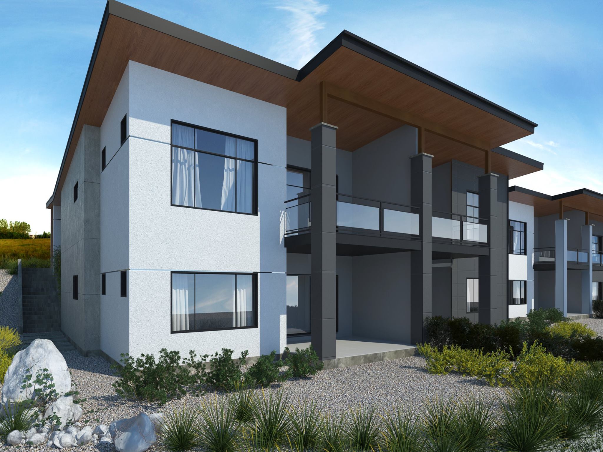 The Vista Villas Exterior Background rendering real estate development sold by Vantage West Project Sales.